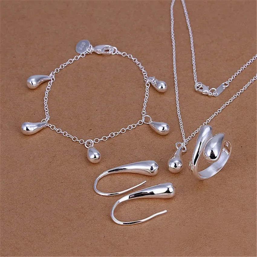 Lindos Conjuntos de Joyería de Plata de Ley 925 con Dijes, Colgantes, Pulseras, Collares, Pendientes y Anillos para Mujer, Regalos de Moda para Fiestas