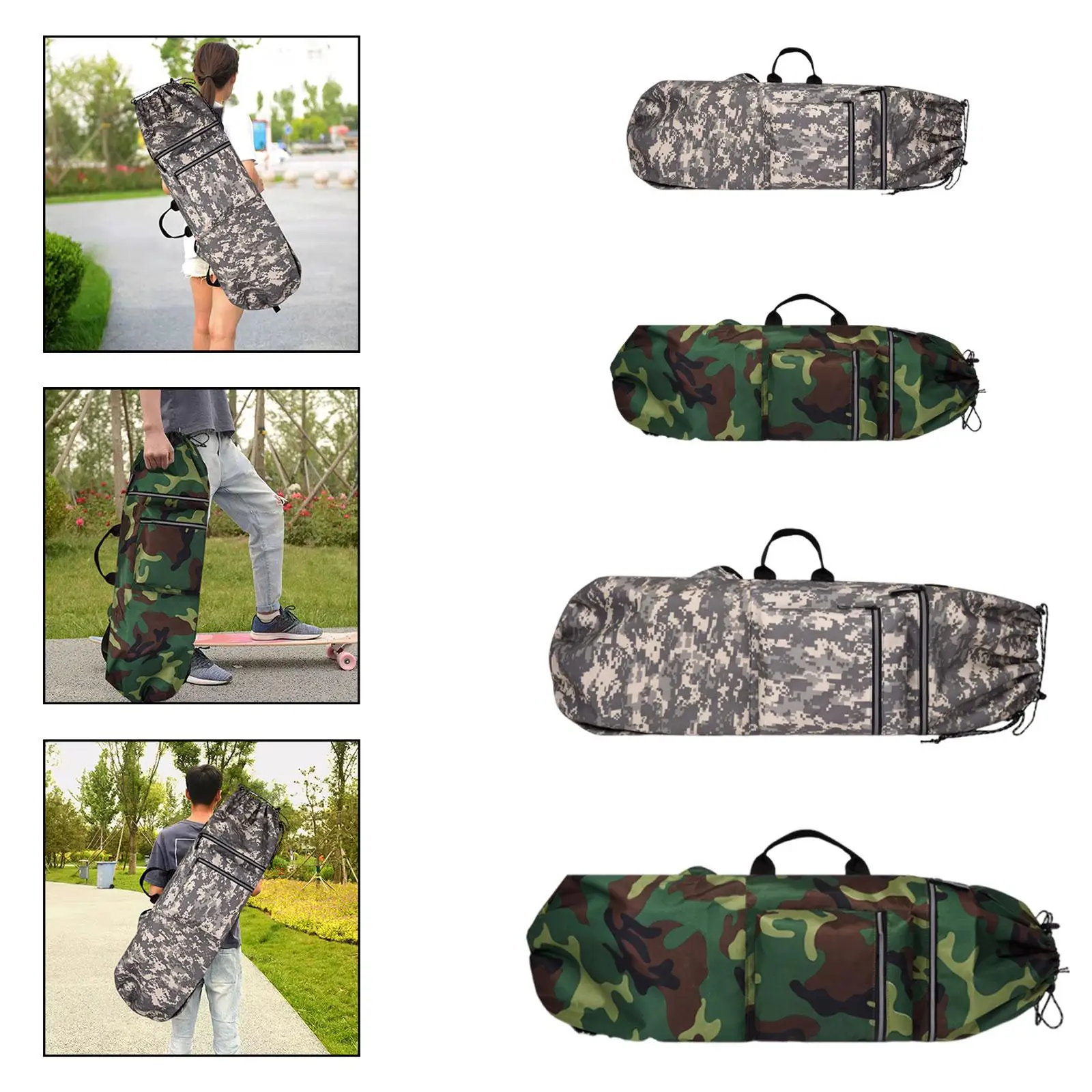

Skateboard Backpack, Carrier Waterproof Travel Accessories with Drawstring Skate Storage Deck Handbag Organizer Bag Pouch