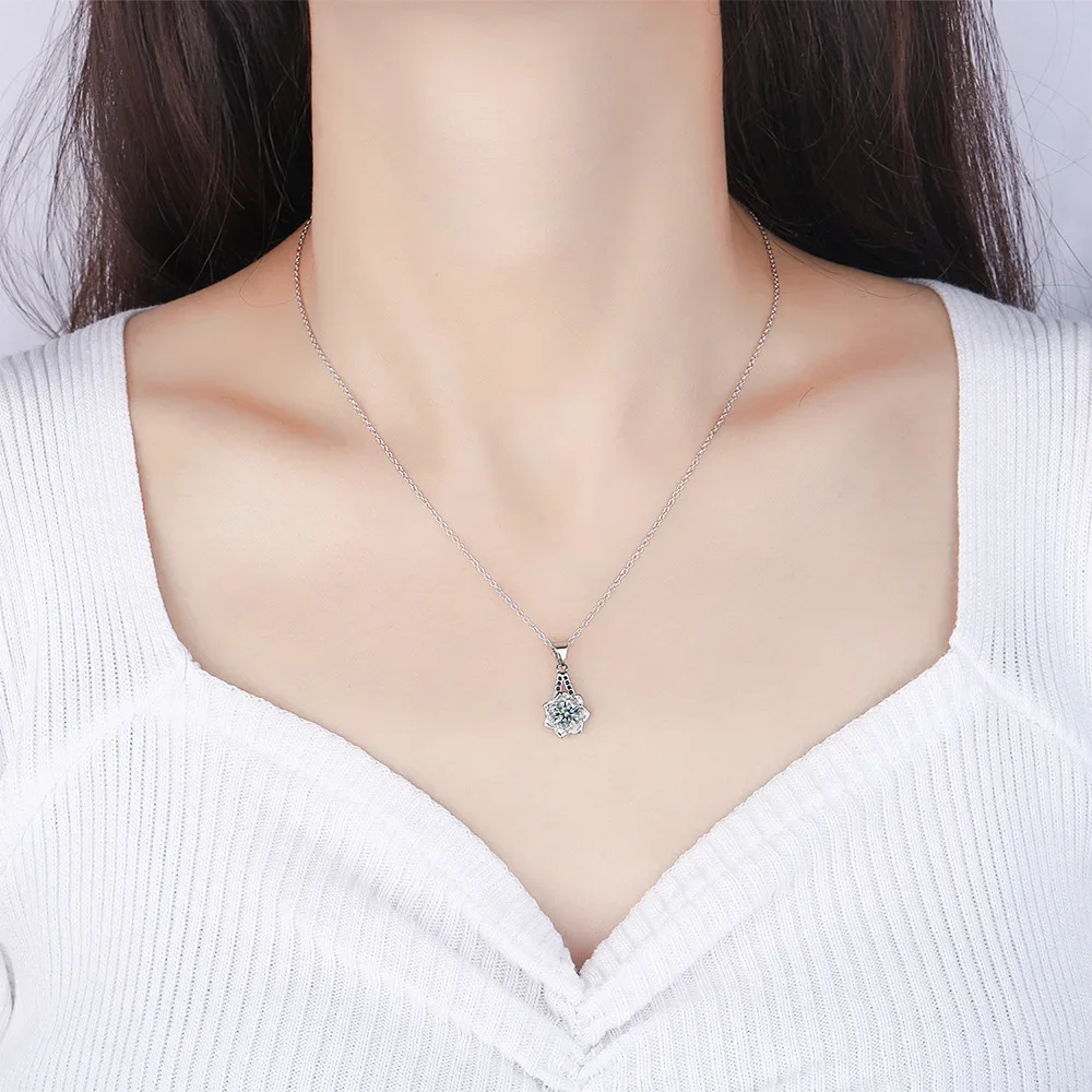

DIWENFU 925 Sterling Silver Gold Diamond Necklaces Women Collares Mujer Silver 925 Jewelry Bizuteria IF Diamond Pendant Gemstone