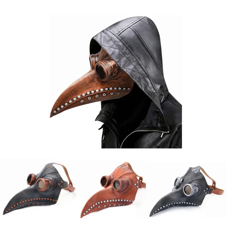 Máscara de médico de la peste, pico de nariz larga, Cosplay, máscaras Punk Steampunk, casco, máscara de pájaro de la peste, accesorios de disfraz para fiesta de Halloween, adultos y niños