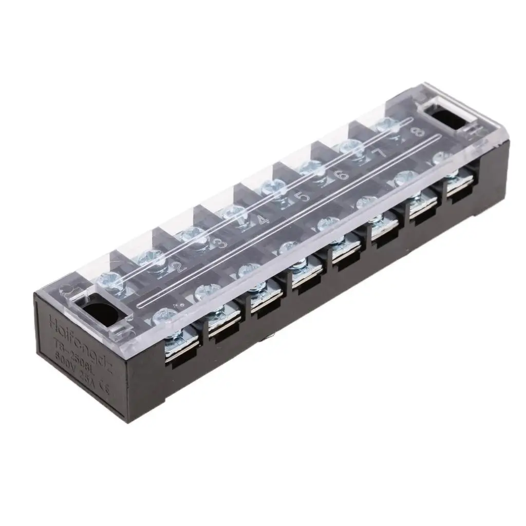 

Electric Wire Connector Strip Dual Row 8 Position Barrier Block Screw Terminal Waterproof for Panel Connection