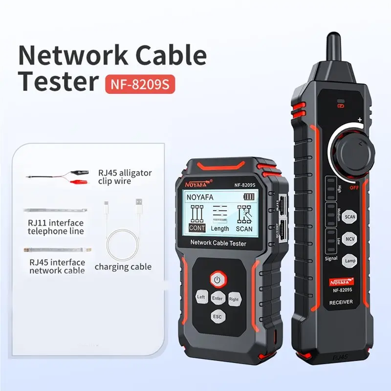 NOYAFA NF-8209S For Cat5 For Cat6 Poe Network Cable Tester Cable Tracker For Detecting Length, Continuity Test With NCV& Lamp