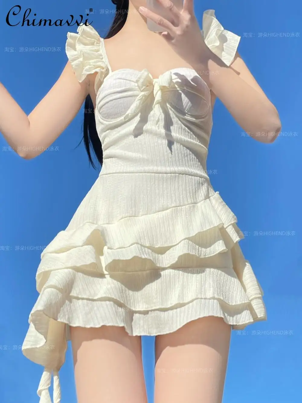 ใหม่ 2025 ฤดูร้อนใหม่สาวหวาน Slim One-piece ชุดว่ายน้ําผู้หญิงรวบรวม Slim-fit Elegant Hot Spring วันหยุดชุดว่ายน้ํา