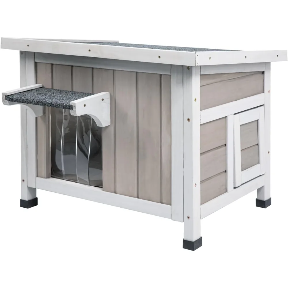 

Insulated Cat House Outdoor Cat Shelter for Feral Cats in Winter,All-Round Foam Insulation Weatherproof Wooden Cat Houses for Ca