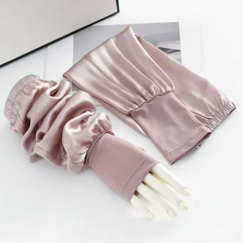 ผู้หญิงขับรถถุงมือป้องกันแสงแดดฤดูร้อนผ้าไหมยาว Oversleeve Fingerless บางแขนน้ําแข็งป้องกันขี่ Breathable UV