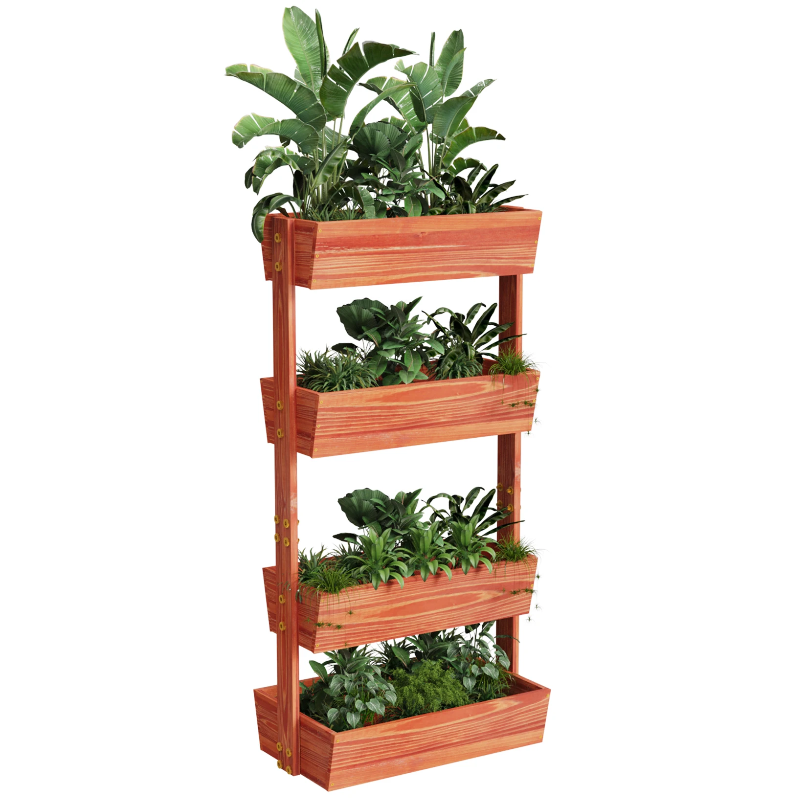 

Extra Large 4Tier Raised Garden Bed Thicken Solid Wood Vertical Garden Elevated Planter Box Removable Container Box