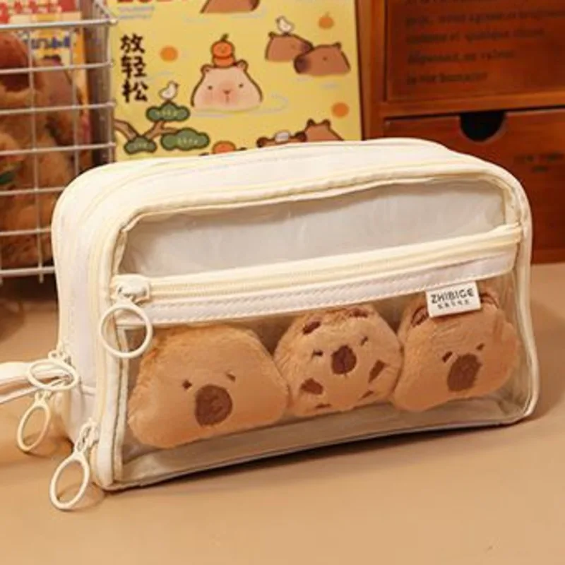 Capybara Feder mäppchen koreanischen Cartoon Anime DIY Ita Tasche süßen Reiß verschluss große Kapazität offene Schulmädchen Studenten Unisex Stift Box