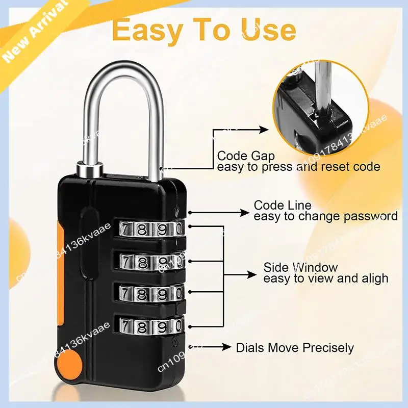 

M01K 2 Piece Combination Padlock Waterproof Padlocks Black&Silver For School Gym Locker, Gate, Shed, 4 Digit Code Security Locks