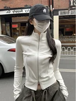 Slim Fit Long Sve High Collar Fibone Design T-irt Casual Outerwear Autumn Spor Sle Commute Faion Korean Version - Image 4