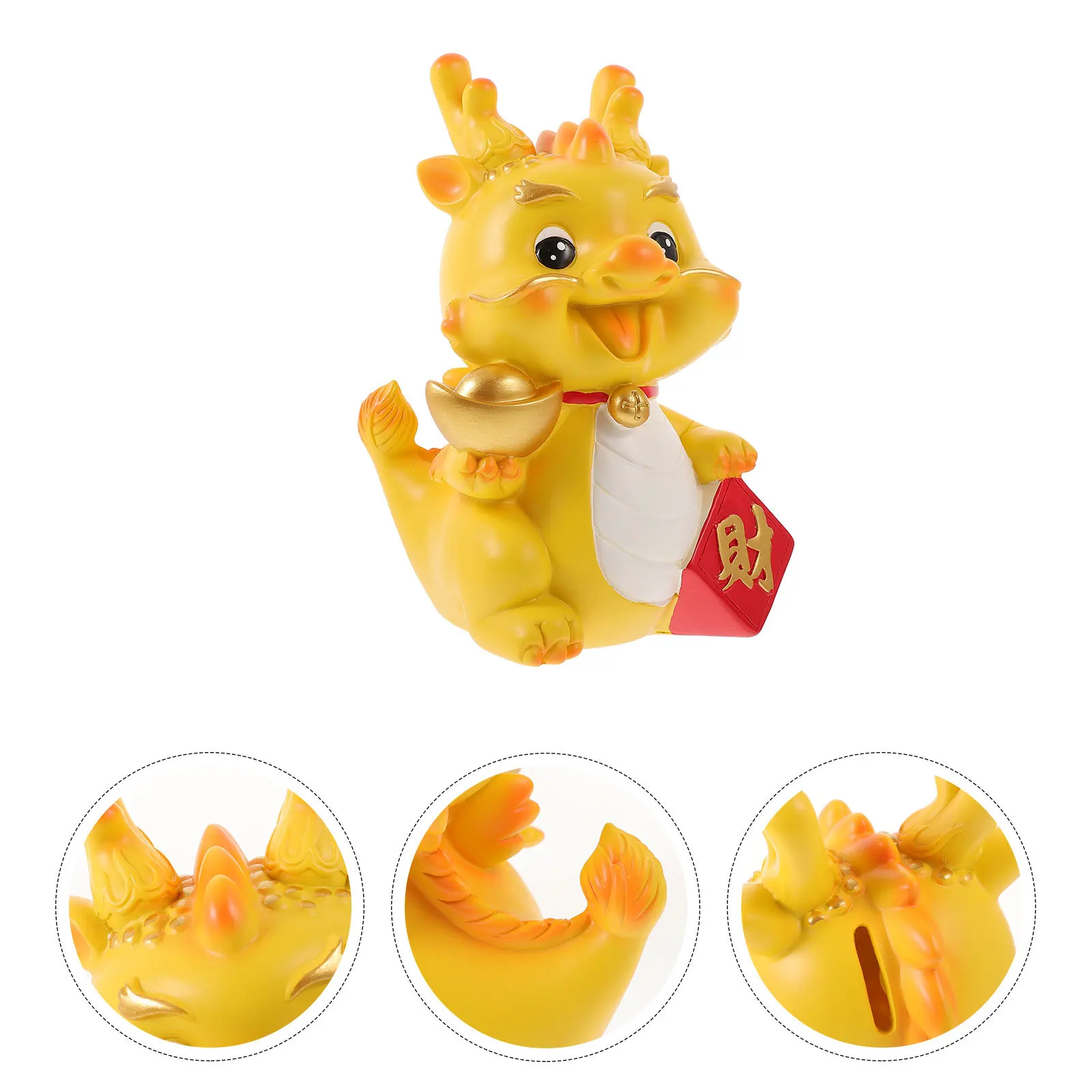 

Zodiac Dragon Piggy Bank Resin Coin Jar New Year Saving Pot Decorative Money Storage Desktop Ornament Resin Piggy Bank