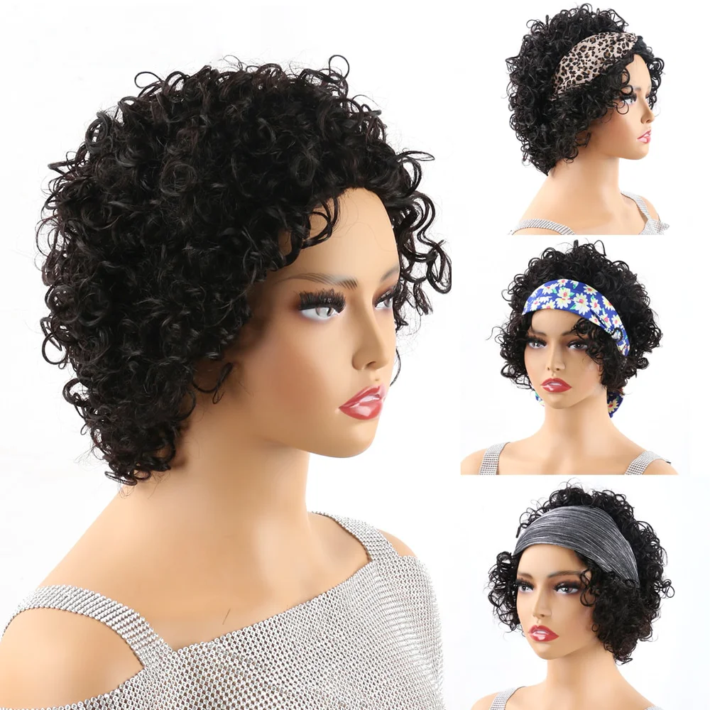 Pixie Cut Wig Human Hair Short Curly Human Hair Wigs For Black Women Cheap Human Hair Wig Full Machine Sans Colle Curly Wig Hair