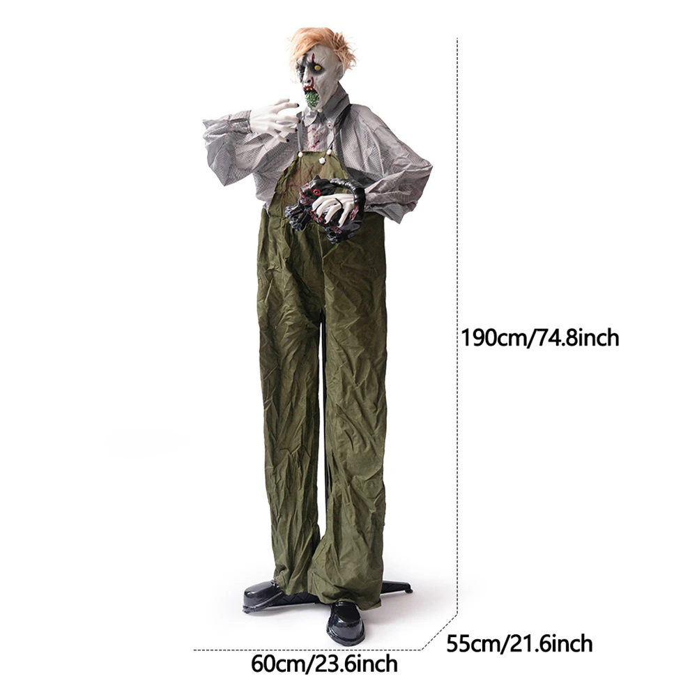 ملابس كبيرة بطول 1.9 أمتار تأخذ محطة زومبي القطية للمنزل المسكون ديكور رعب كهربائي خارجي