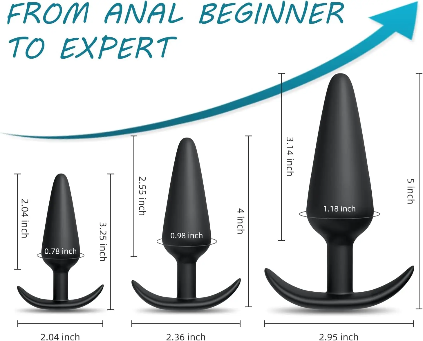 Silicone Anal Plug 3 Butt Plugs Training Set for Beginners Advanced Users with Flared Base Prostate Sex Toys For Men Women