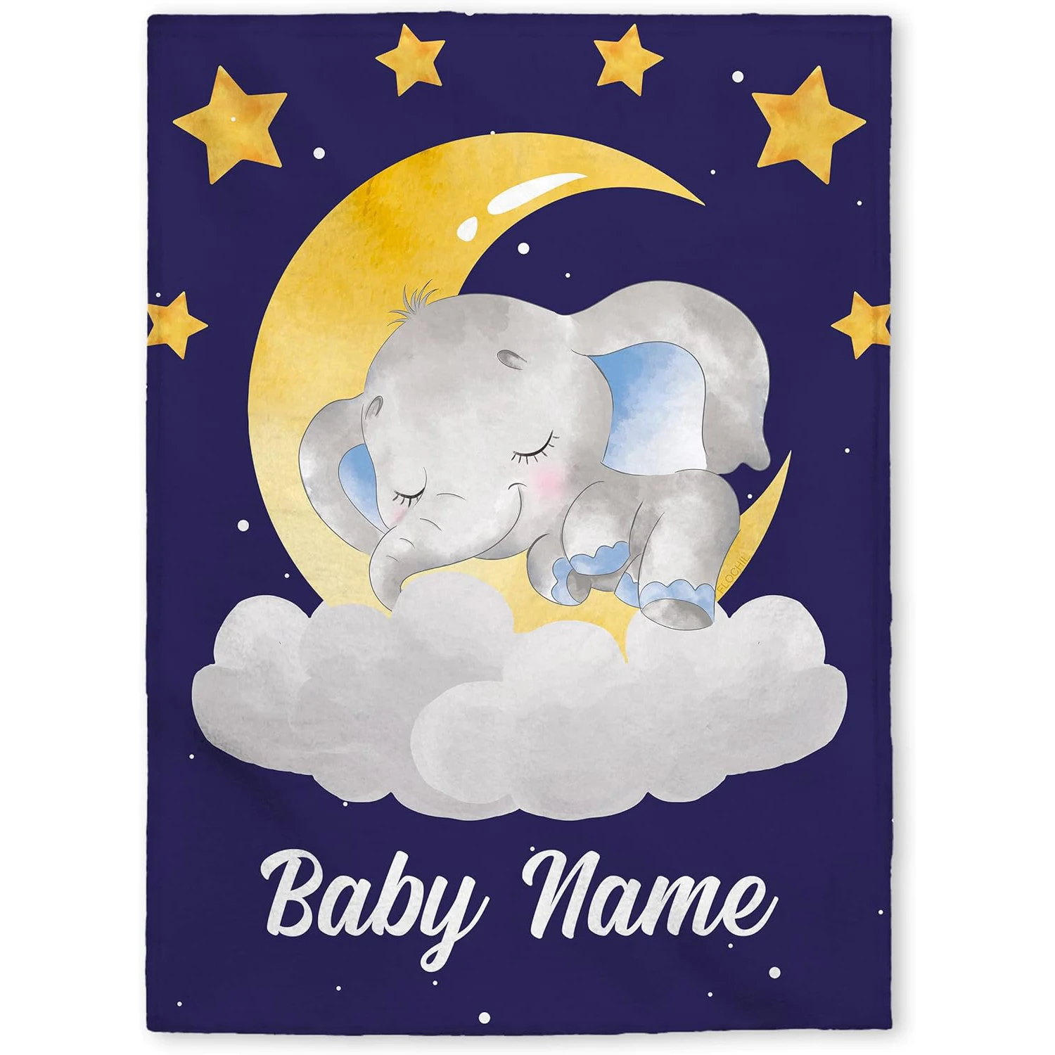 

Personalized boy flannel blanket, named custom children's blanket, custom blanket elephant, baby gift, newborn, baby shower