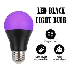 E27 LED Black Light Bulb A19 12W UV Black Light UVA 385-400nm Glow in The Dark for Blacklights Masquerade Party
