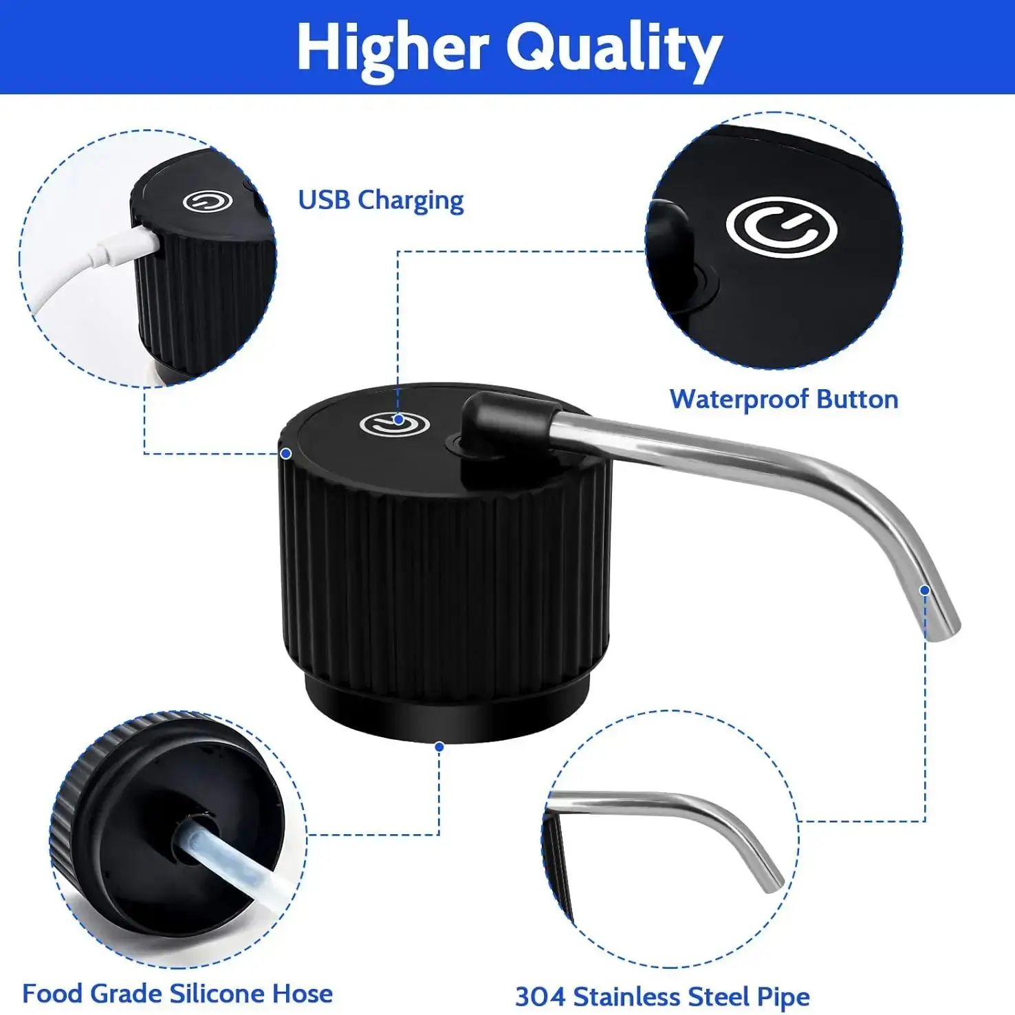 USB Electric Water Pump Bucket Water Suction Device Water Intake Device Household Office Outdoor Convenient Water Dispenser