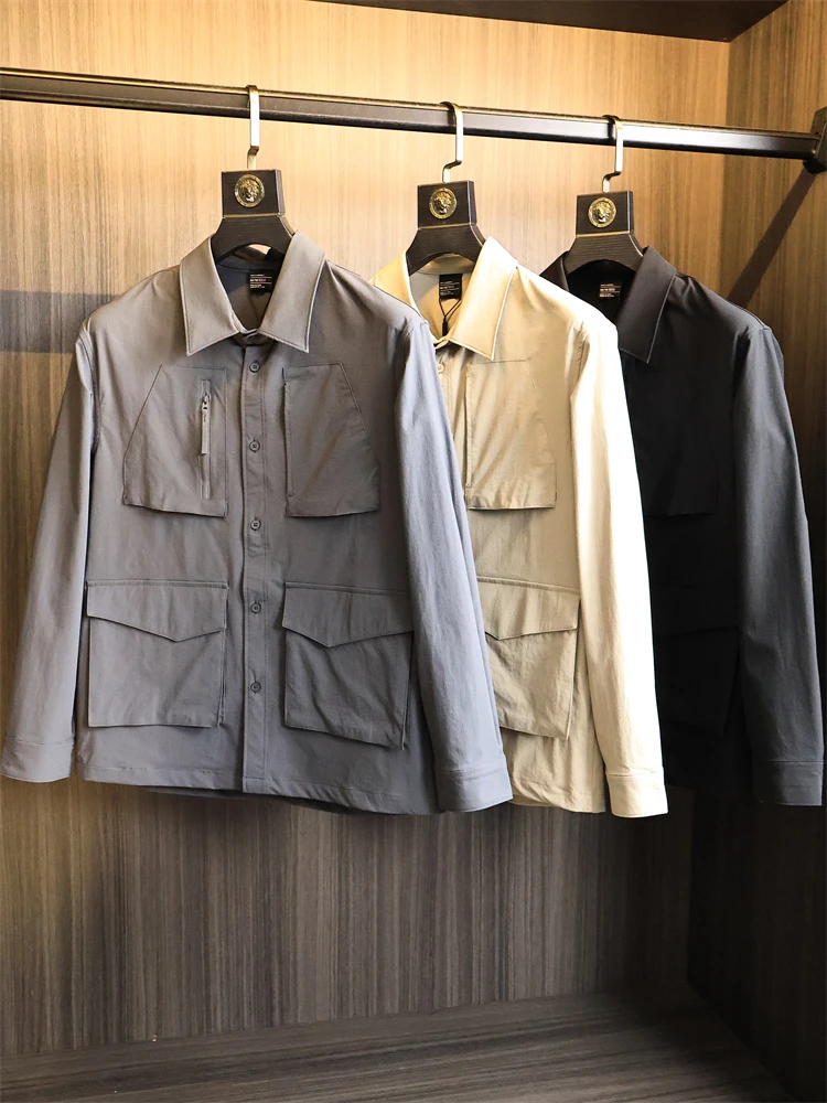 Outdoor Workwear Lightweight Functionality Men's Fall Water-Resistant Wear-Resistant Breathable Long Sleeve Shirt Jacket