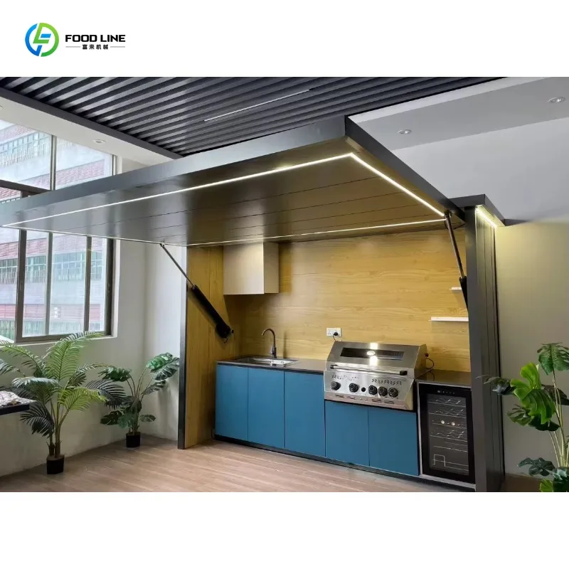 Customized eco-friendly stainless steel outdoor kitchen cabinet modular waterproof unit with integrated barbecue grill