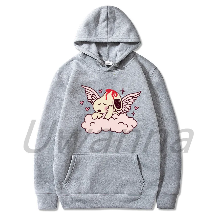 Angel Snoopy Tops Women Hoodies Anime Print Pink Hoodie Sweatshirts Cute Long Sleeve Female Kawaii Graphic Hoody Clothes