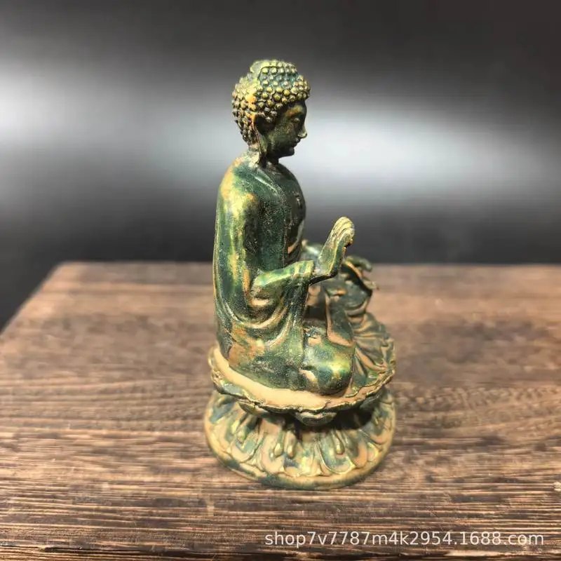 Antique-Style Brass Craft: Shakyamuni Buddha Decorative Ornament for Home Living Room