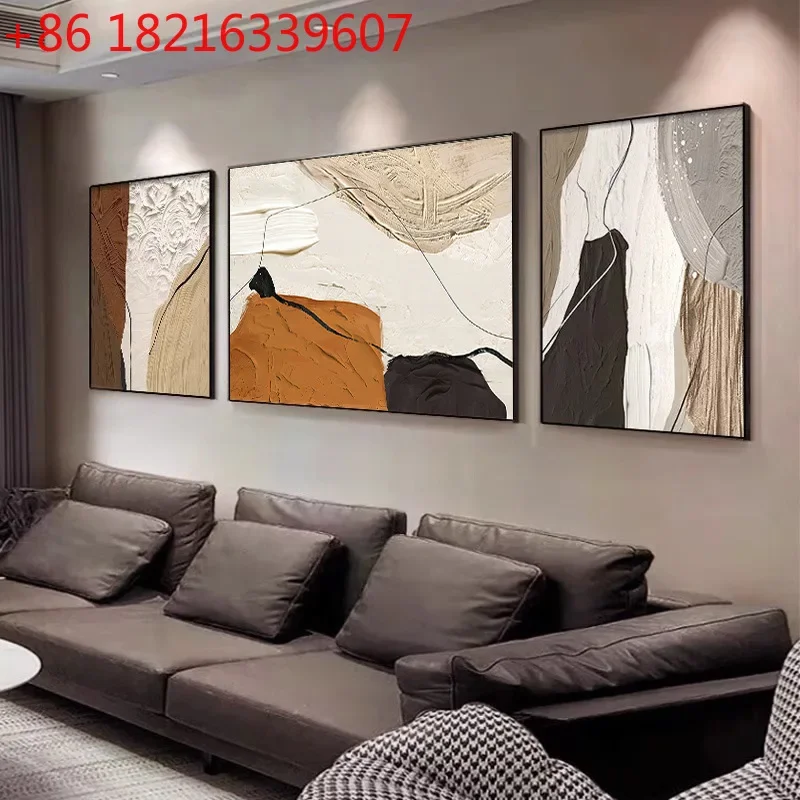 Abstract living room decorative painting atmosphere light luxury high sense triptych sofa background wall hanging painting