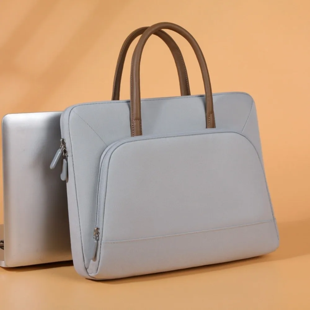 Mit Griff, tragbare Laptoptaschen, leichte, ultradünne Laptoptasche, Doppelreißverschluss, weiches Material, Notebook-Hülle, für den Bürogebrauch – Detail 12