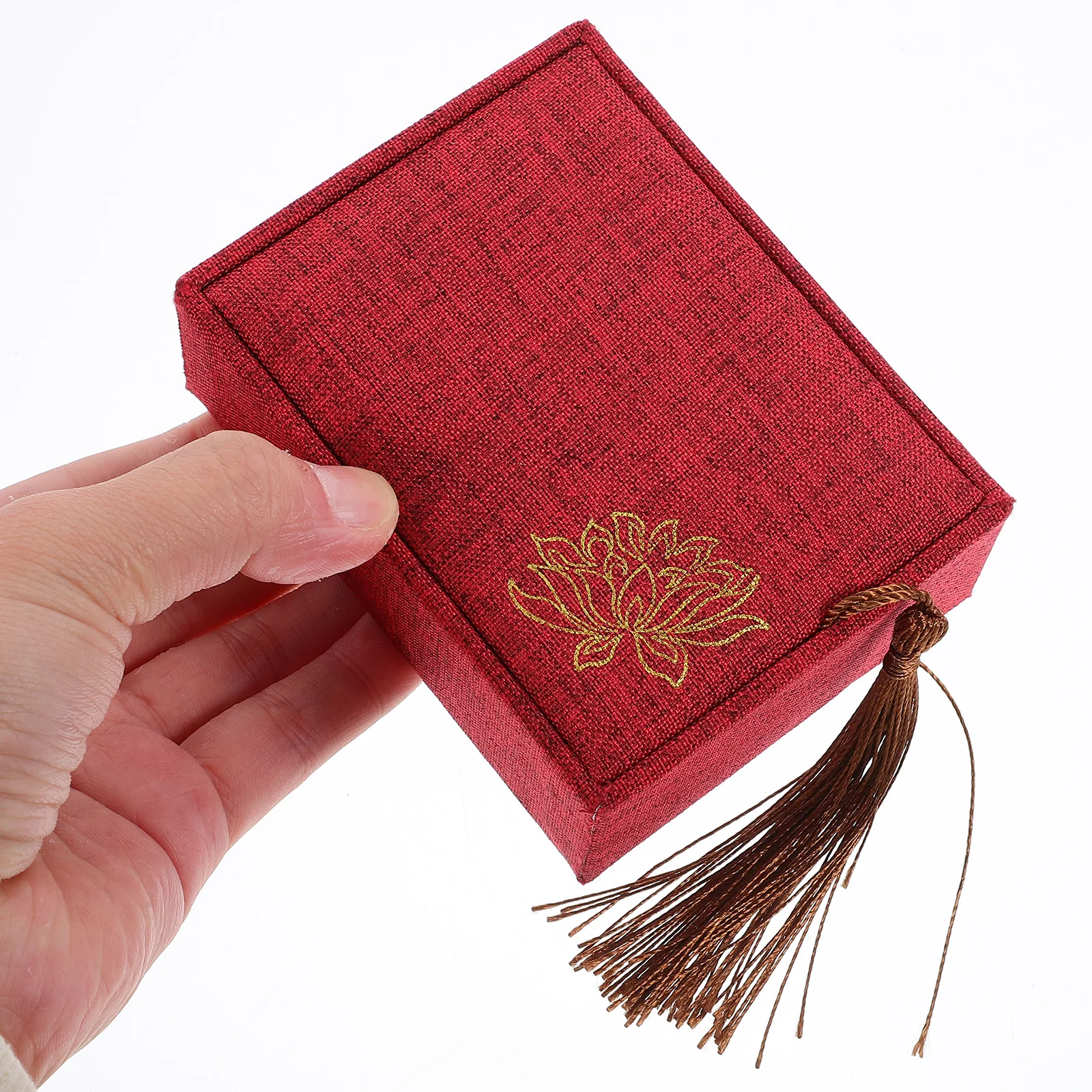 

2 Pcs Nail Box Pipa Instrument Case Cloth Nails Holder Bracket Embroidery Guzheng Tassel Container Red