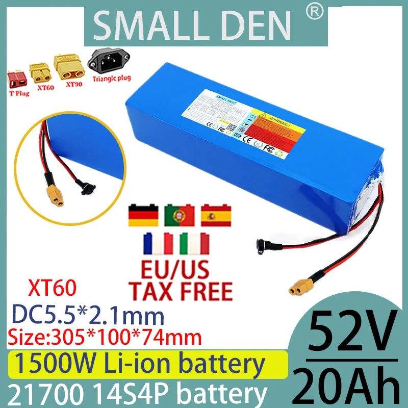 new 21700 lithium battery pack 52V 20ah 14S4P 100W1500W high-power electric vehicle scooter motorcycle tricycle off-road vehicle