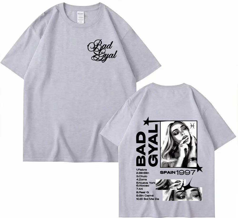 Cantor bad gyal álbum tour 2025 camisetas gráficas das mulheres dos homens do vintage hip hop clássico pop música camiseta de alta qualidade solta t camisa