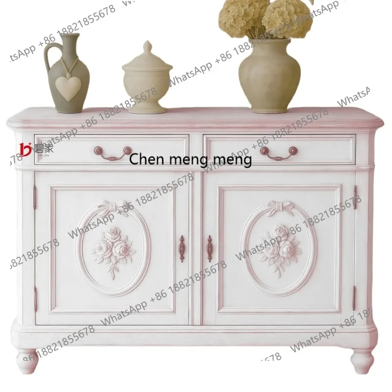 

French retro solid wood entrance entrance entrance decorative cabinet bedroom storage decorative cabinet