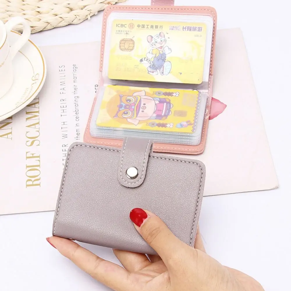 Korean Cute Fashion PU Leather Card Bag ID Credit Card Holder 26 Cards Pocket Coin Purse Wallet for Women Men