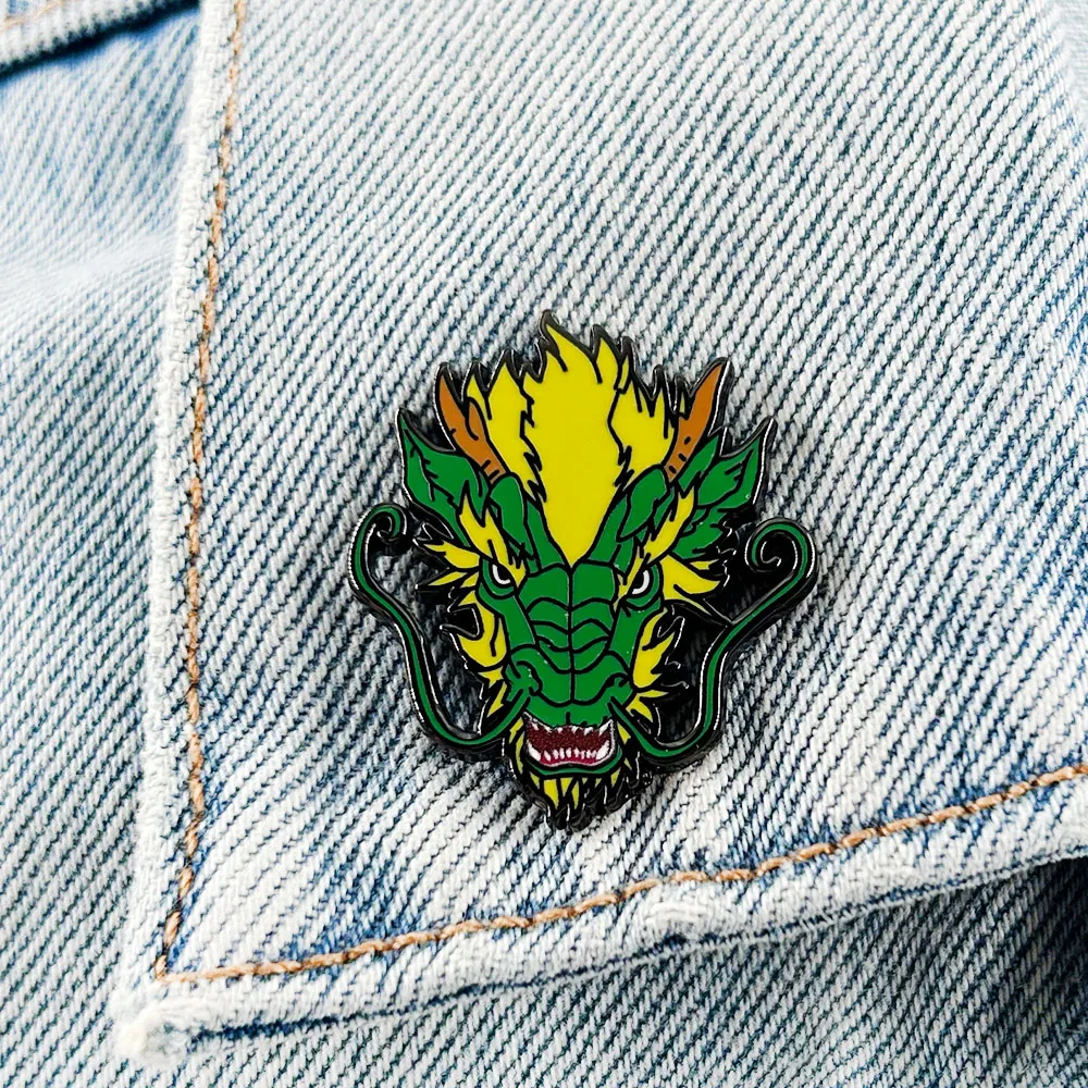 Emerald Green Chinese Dragon Enamel Pin Chinese Ancient Mythological Creature Badge Fantasy Gift Accessories