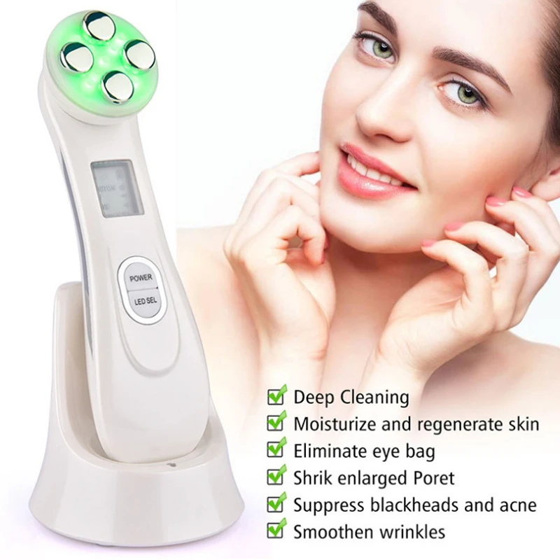 Gezichts Mesotherapie Elektroporatie Rf Radiofrequentie Led Foton Face Lifting Strakker Rimpelverwijdering Huidverzorging Gezichtsmassageapparaat