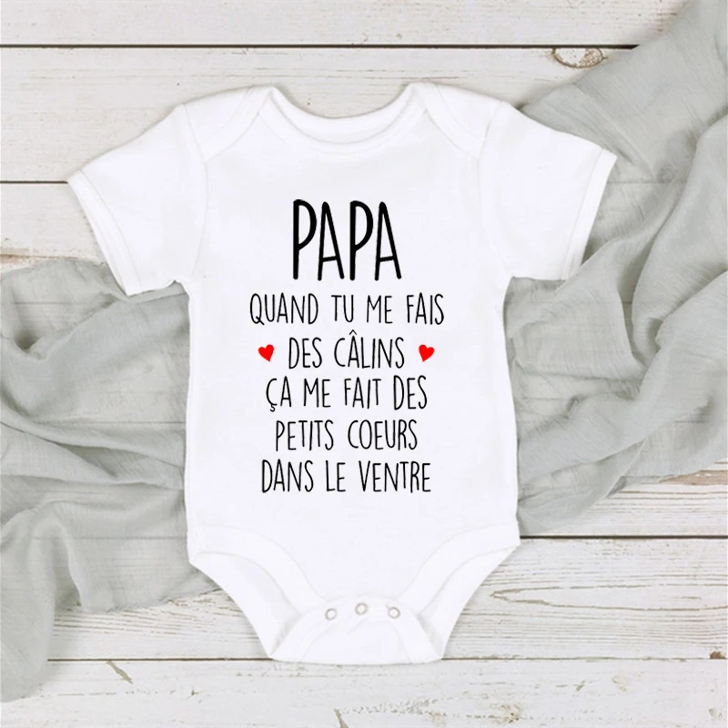 Dad When You Hug Me It Makes Me Little Hearts In My Stomach Newborn Baby Infant Bodysuits Jumpsuit Body Baby Boys Girls Clothes