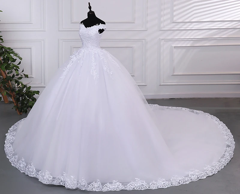 Ashley Gloria Pure White Wedding Dresses Cheap Wedding Dress With Brush Train Customized Party Dress 2025 Brides Wedding Dresses