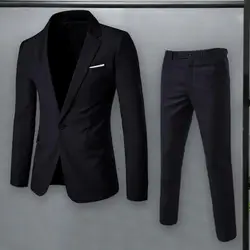 Conjunto de terno elegante masculino, casaco de lapela slim fit, calças compridas para trabalho, roupas formais para ocasiões