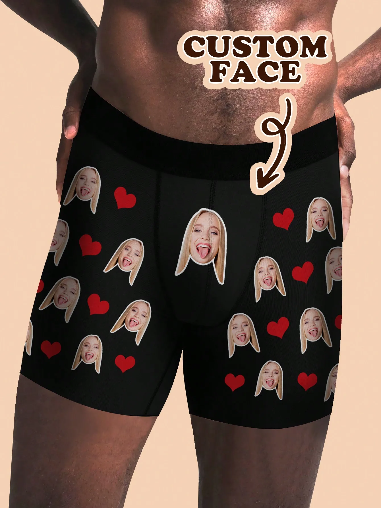 Custom Valentines Day Boxer Briefs For Men Personalized Photo Underwear Gift For Husband Boyfriend Anniversary Funny Face Print