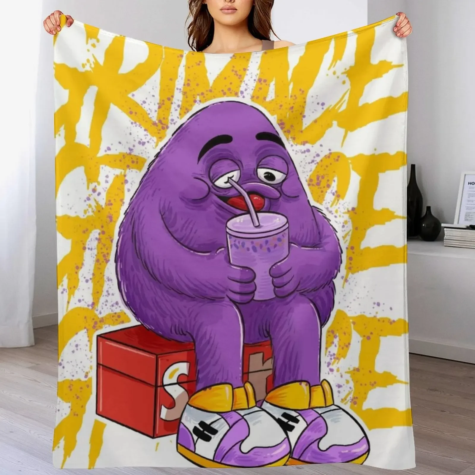 

Grim Shake Grimace Fan art Throw Blanket for babies Giant Sofa Large Decorative Beds Blankets