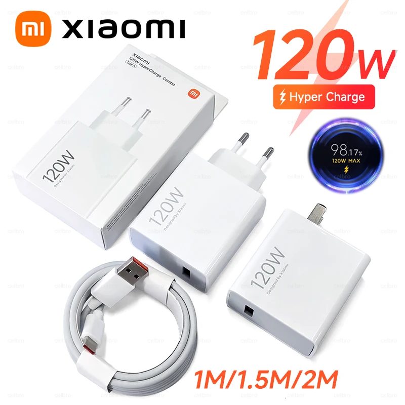 

Оригинальное зарядное устройство Xiaomi 120W EU Turbo 100W с быстрой зарядкой, адаптер USB Type-C, кабель для Mi 17, 15, 15T, 14, POCO F7, X8, X7 Pro, Redmi Note, K40