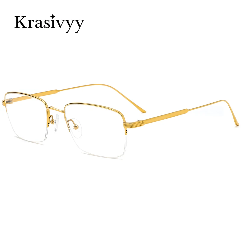

Krasivyy Pure Titanium Glasses Frame Men Square Brand Designer Optical Eyeglasses Frames Women High Quality New European Eyewear