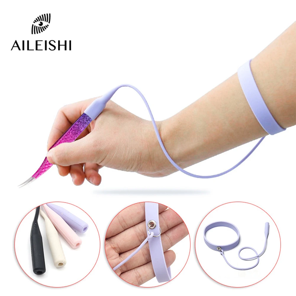 1Pc Tweezers Protector Grafting Eyelash Tweezers Bracelet Silica Gel Wrist Strap Auxiliary Lash Extension Supplies Tools