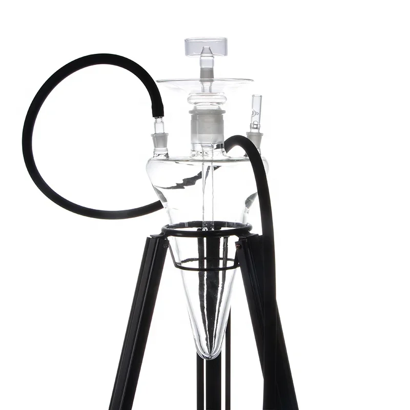 Wholesale Big Smoking Lounge Hookah Clear Mushroom Design Jellyfish Shisha Triangle cone Hookah With Metal Stand Rack