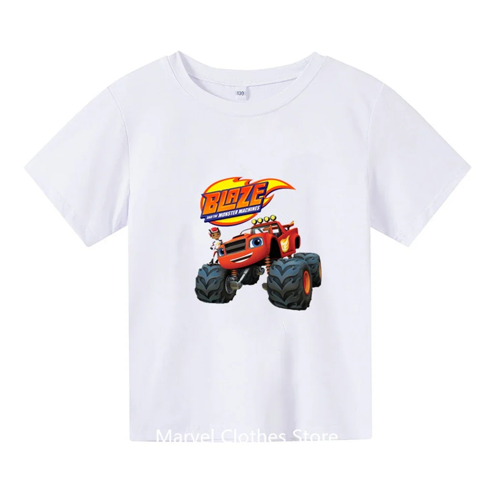 Blaze and The Monster Machines Cartoon Kids Funny T-Shirts Baby Boys Cool Summer T Shirt Children Tops Girls Clothes Tees