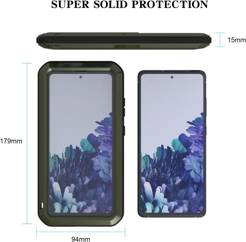 LOVE MEI Heavy Duty Military Rugged Metal Case For Samsung S23 S22 Ultra S21 Plus S20 FE Full Cover with Tempered Glass Screen