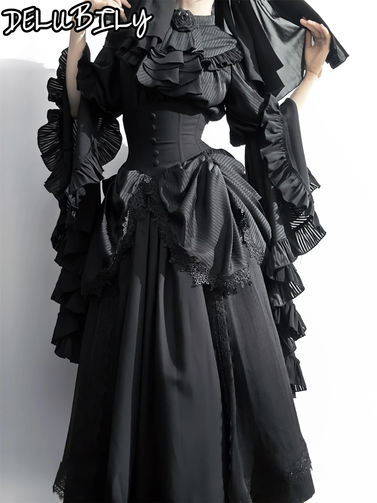 

Lolita Shirts Sleeves Shirt SK Skirt Women Dark Goth Slim Blouse Long Skirt New in Matching Sets Conjunto Dos Piezas Mujer