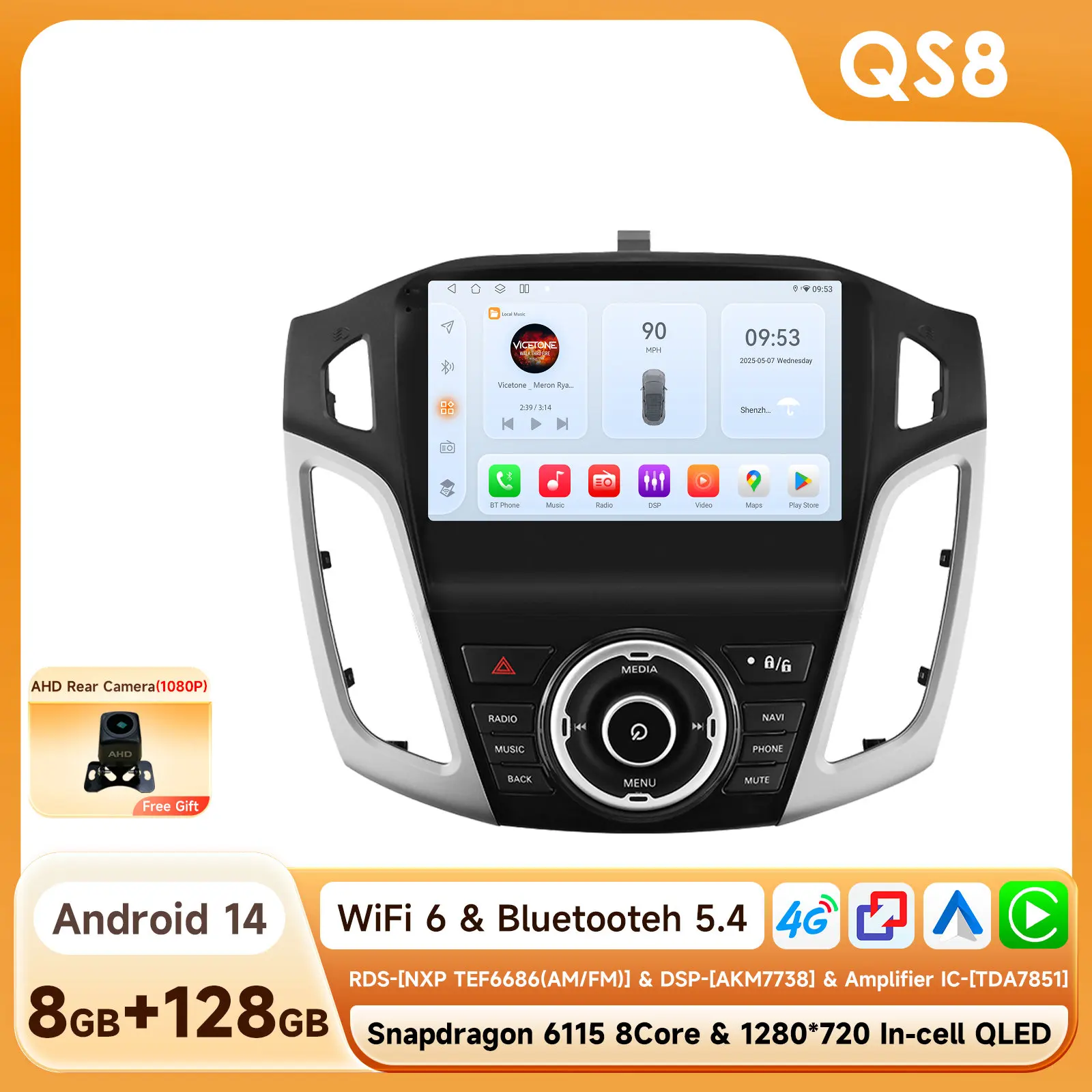 4G-Lte Carplay 2din Android Autoradio Multimedia Videospeler Voor Ford Focus 3 2011 - 2019 Mk3 Navigatie Gps Stereo Headunit Bt