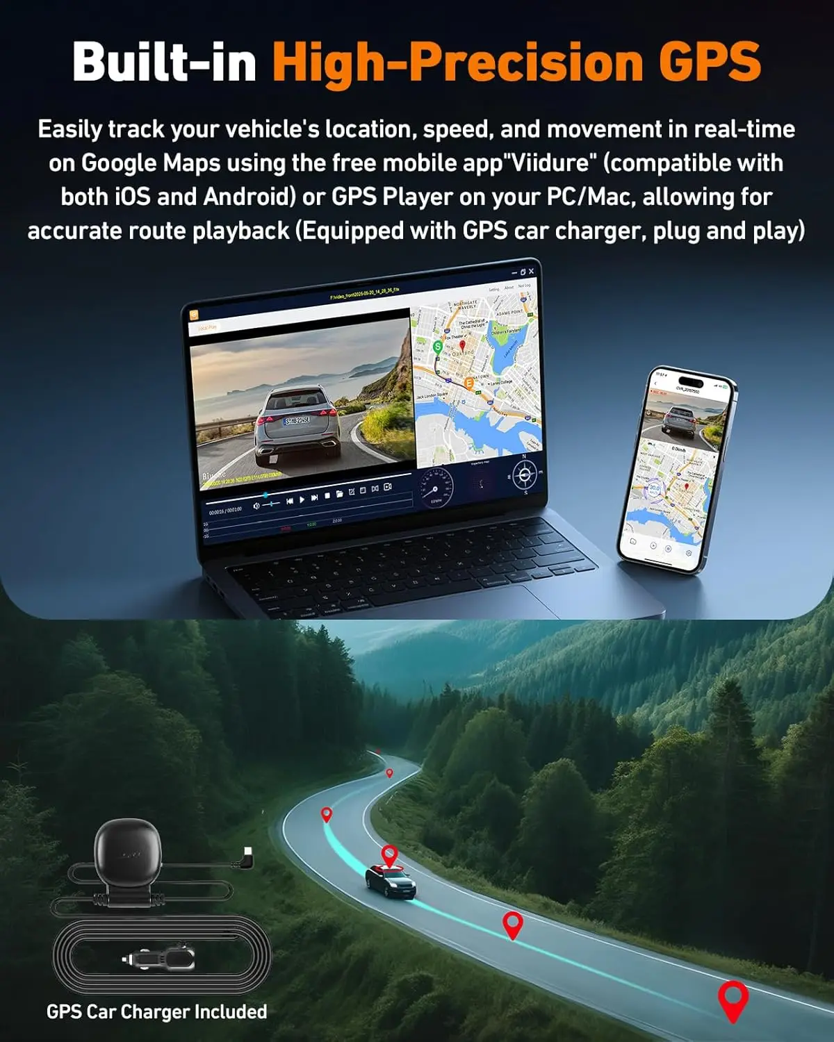 كاميرا 4K Dual Dash مع 5G WiFi، GPS، شاشة IPS 3.2 بوصة، بطاقة 64 جيجابايت، رؤية ليلية، شاشة ركن السيارة #2