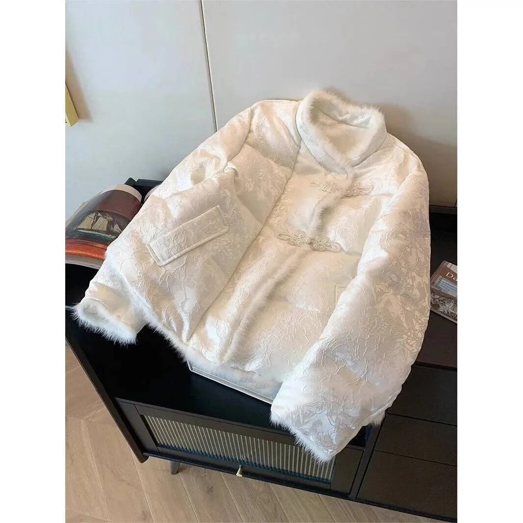 

New Women's Winter Cotton Jacket Long Sleeve Embroidered Design Warm Splicing Outerwear Shirt Stylish Trendy Fashionable