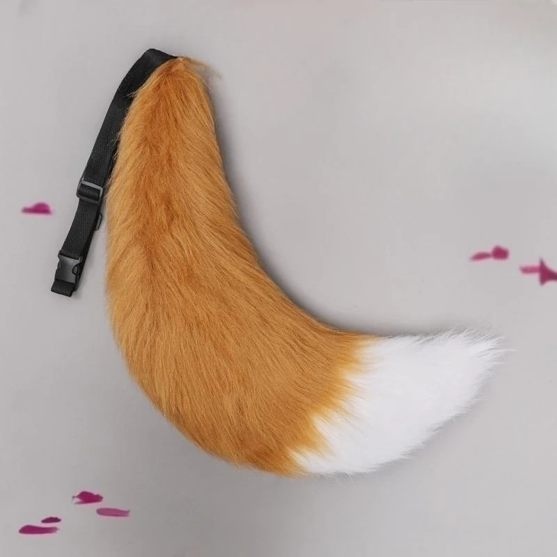 

70CM Long Fox Wolf Tail with Adjustable Belt，Furry Forest Masquerade Halloween Party Cosplay Costume Prop