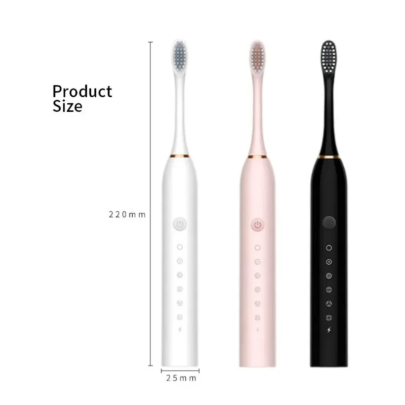 Sonic Electric Toothbrush 6 Modes USB Rechargeable Smart Timer Strong Vibration Plaque Removal Gum Care Toothbrush for Adults